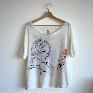 Love Hang Over white women boxy scoop neck t-shirt
